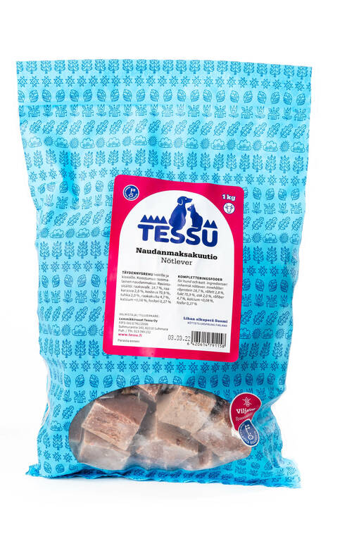 TESSU Naudanmaksakuutio täydennysrehu 1kg - Muut koiran raakaruoat - 6420614791158 - 1
