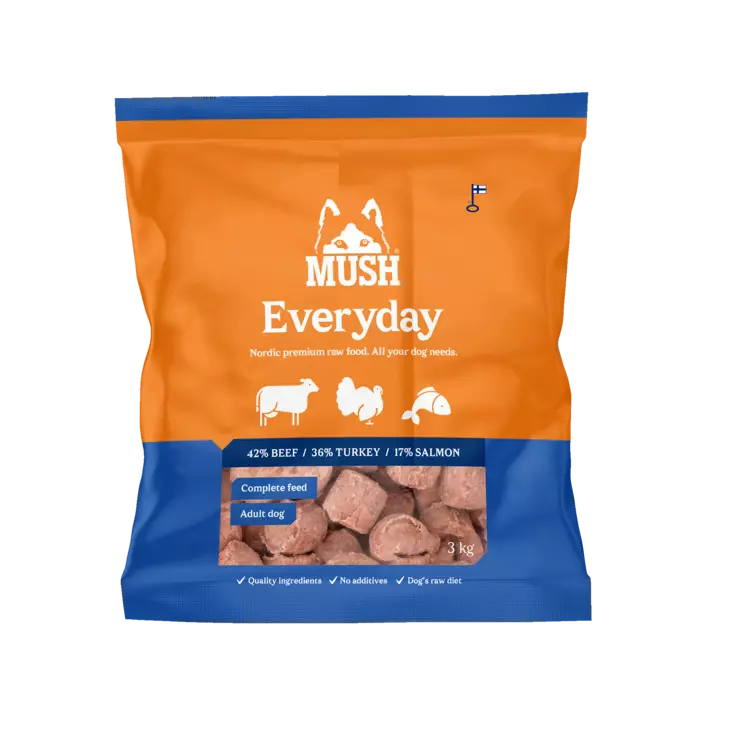 MUSH Everyday Blue 3kg - MUSH koiran pakasteruoat - 6440006510228 - 1