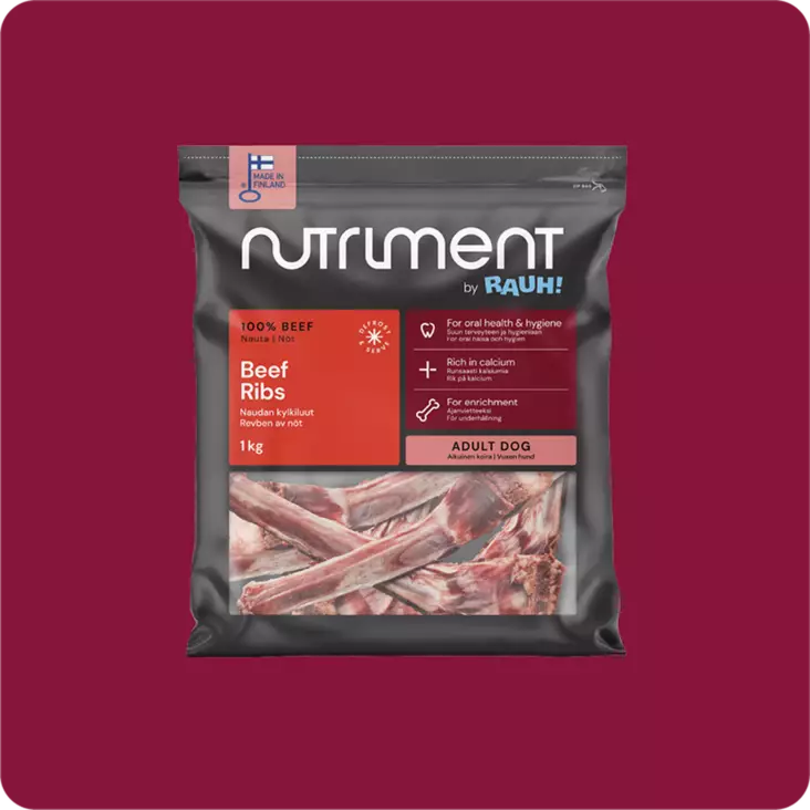 RAUH! Nutriment Naudan kylkiluut Beef Ribs n.1kg - Muut koiran raakaruoat - 6410180002048 - 1