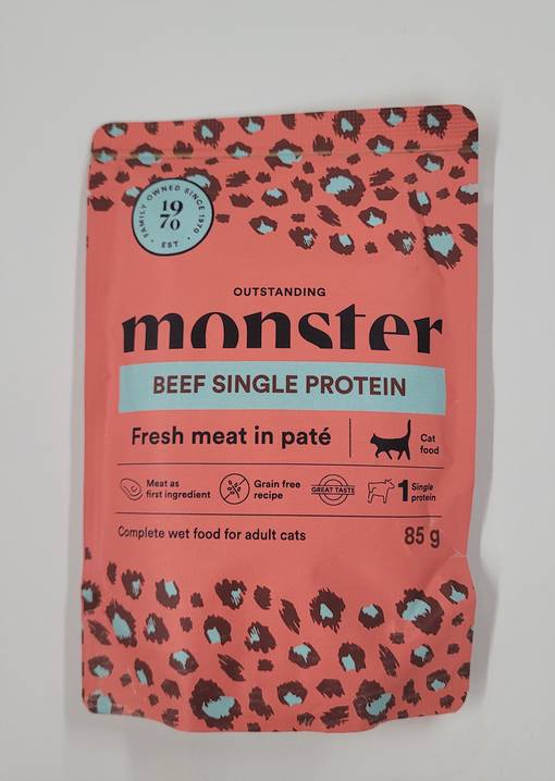 Monster Cat Adult Beef 85g kissan märkäruoka - Märkäruokapussit - 7350040124819 - 1