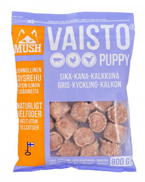 MUSH Vaisto PUPPY Vaaleanliila Sika-Kalkkuna-Kana koiran täysravinto - MUSH koiran pakasteruoat - 6430023293129 - 1