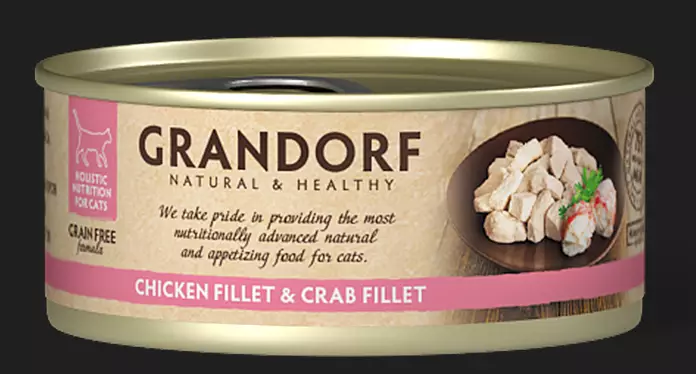 Grandorf Cat Chicken Breast Crab Fillet Kananrinta Rapufile 70g kissanmärkäruoka - Märkäruokatölkit - 5407007850259 - 1
