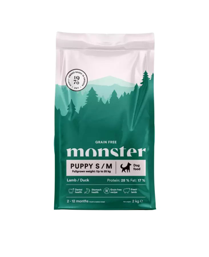 Monster Dog Grain Free Puppy S/M Lamb & Duck 2kg - Monster kuivaruoat - 7350040127889 - 1