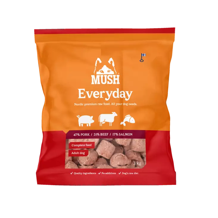 MUSH Everyday Red 3kg - MUSH koiran pakasteruoat - 6440006510259 - 1