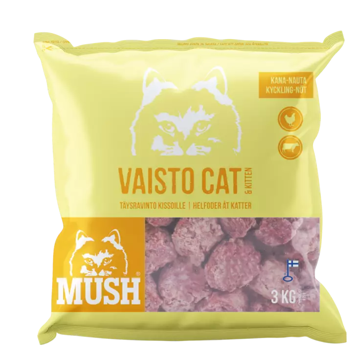 MUSH Vaisto CAT Keltainen Kana-Nauta kissan täysravinto - Kissan pakasteruoat - 6430023292139 - 3