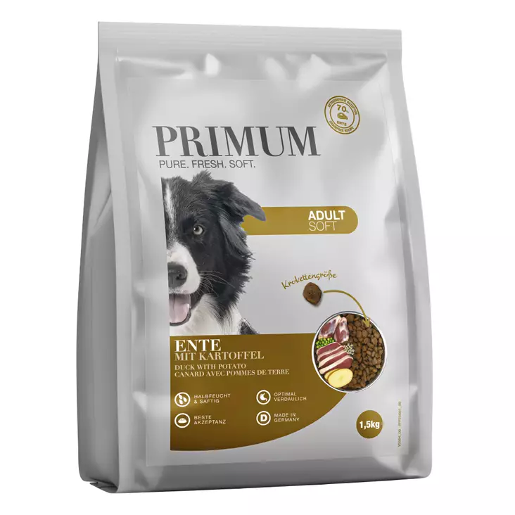 Primum Soft Adult Ankka & peruna, 1,5 kg, puolikostea koiranruoka - Erikoiskuivaruoat - 4250839503159 - 1