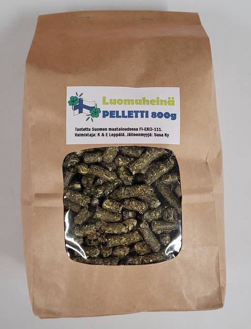 Kotimainen Luomuheinä Pelletti 800g - Jyrsijöiden ruoat - LUOMUPELLETTI - 1