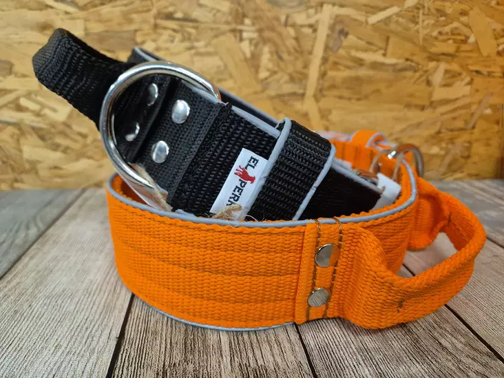 El Perro Kahvallinen panta haijastimella 5 cm - Koiran lukolliset kangaspannat - PERRO555M - 1