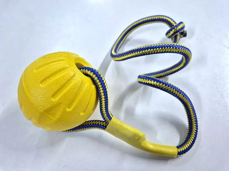 Keltainen narupallo - Koiran treenilelut - KELPALLO - 1