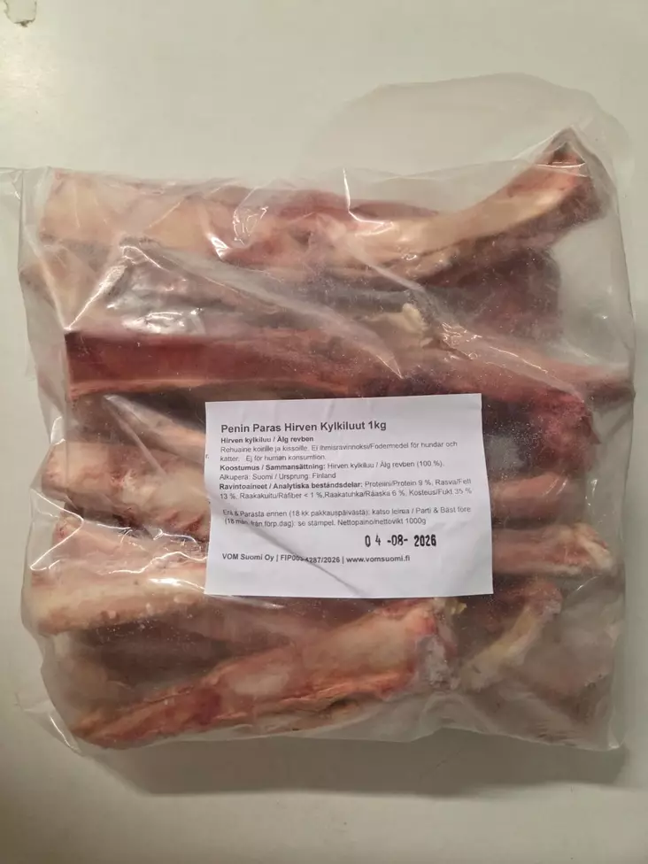 Penin Paras Hirven Kylkiluut 1kg - Muut koiran raakaruoat - PENINHIRVIKYLKILUU - 1